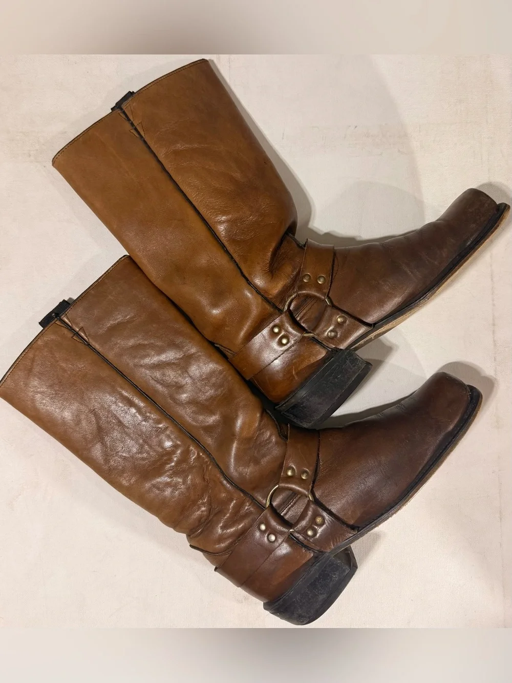 Frye Brown Leather Harness Rich Brown Size-10 Boots Style #63087
